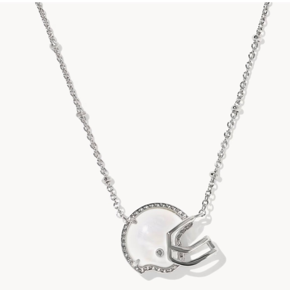 Kendra Scott Football Helmet Silver Short Pendant Necklace